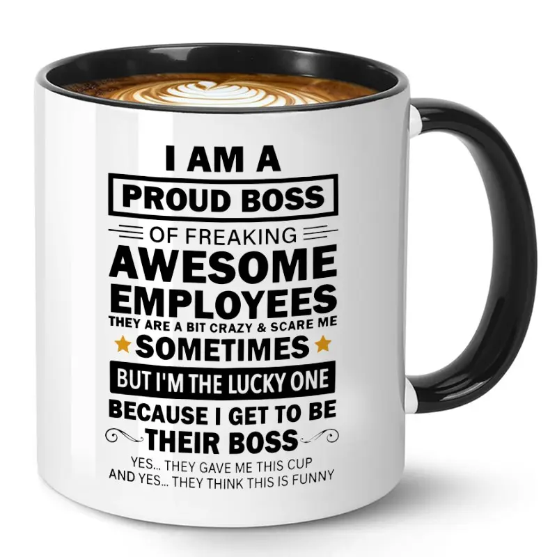 Funny Boss Coffee Mug, 11oz Ceramic Cup, Humorous Gift for Manager Team Lead, Christmas Birthday Present, 1pcs Funny Office Accessory