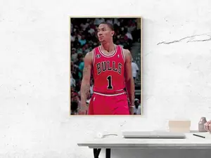 Derrick Rose Chicago Basketball Poster, Vintage Sports Wall Art Print for Gift Decor (Frame Not Included)