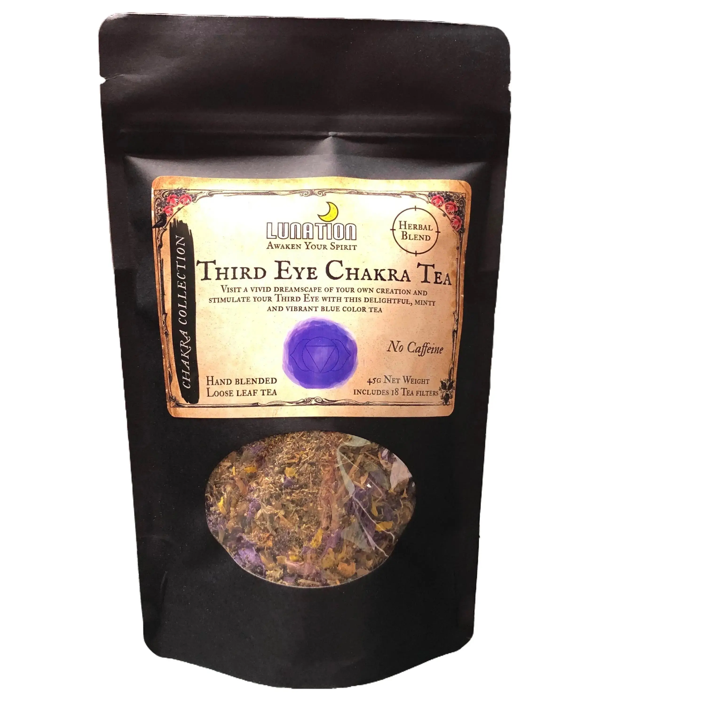 Lunation Stores Third Eye Chakra Tea 45g, Vision, Dreams, Intuition, Anja chakra, Anja, Mental Clarity health tea