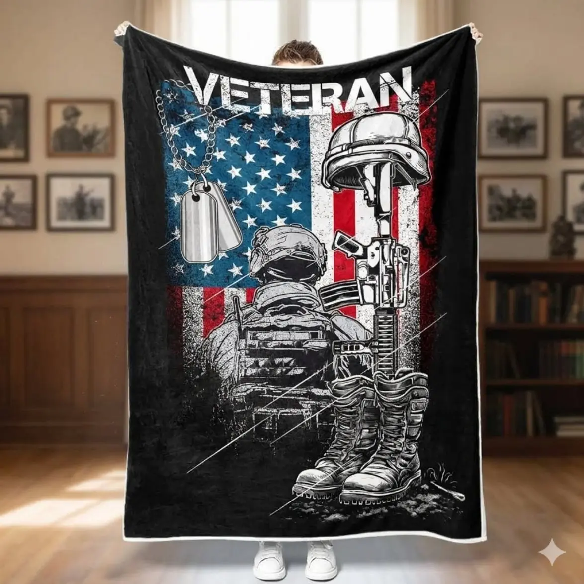 Veteran Throw Blanket, Navy Air Force Army Blanket Soft Army Veteran Throw Blanket for Men Meaningful Patriotic Bed Throws