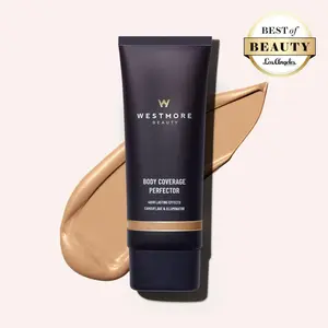 Westmore Beauty Body Coverage Perfector – Waterproof & Sweatproof Leg & Body Makeup, Concealer & Tattoo Cover-Up, 100ml Flawless Lightweight Blend Brush Sold Separately Cosmetic Body Highlighter