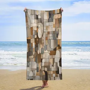 Beach beach towels Abstract Gray Brown Art Microfiber Beach beach towels for Travel Absorbent Quick Dry beach towel for Swimmers Pool Abstract Geometric Arts Sand Proof Beach beach towels for Kids Adults 30x63 Inch