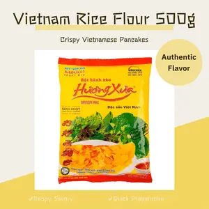 Bot Banh Xeo (Huong Xua) Vietnamese Rice Flour for Pancake Okonomi Yaki Ready Mix Banh Khot Flour for Rice Pancake NET WT 17.63 oz / 500 g Vietnamese Crepe