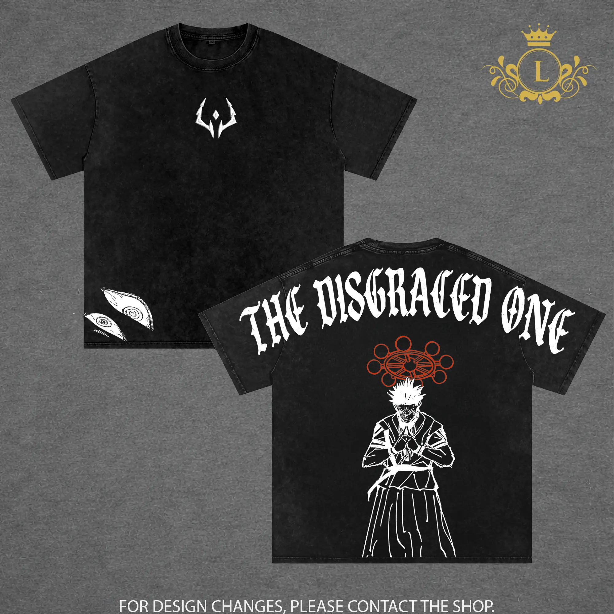 Sukuna “The Disgraced One” Vintage Washed Oversized Gym T-Shirt – Jujutsu Kaisen Anime Graphic Tee, Ryomen Sukuna Curse King Manga Shirt, Streetwear Casual Apparel, Unisex Top, Gift for JJK Fans