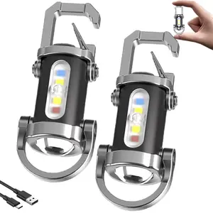 Portable Rechargeable Bright Keychain Flashlight Phone Charger, Mini Keychain Flashlight,COBKeychain Work LED Flashlight 7 Lighting Mode, Keychain waterproof Light for Walking,