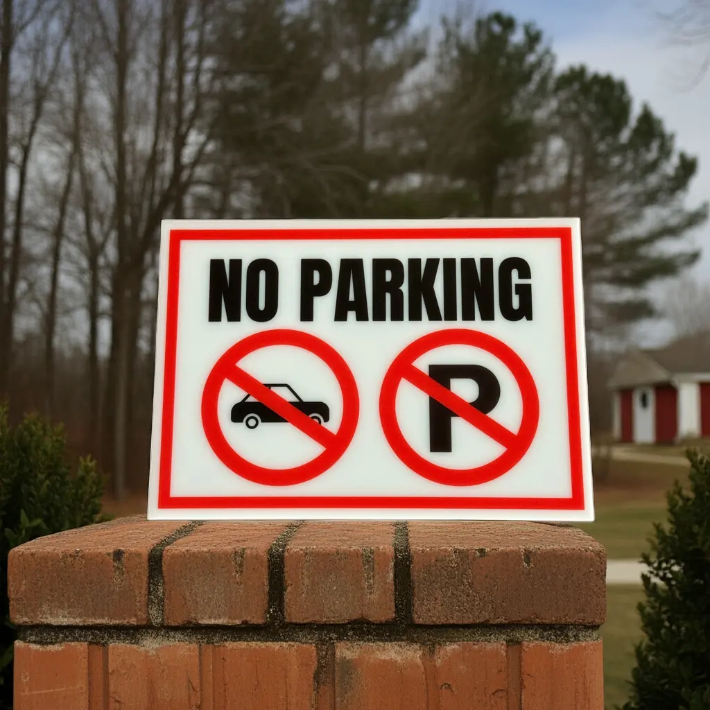No Parking Acrylic Signs, Size 5x7, Choose from 10 Warning and Policies, Each Sign Comes With Double Sided Tape for Easy Displaying. (Design 5)