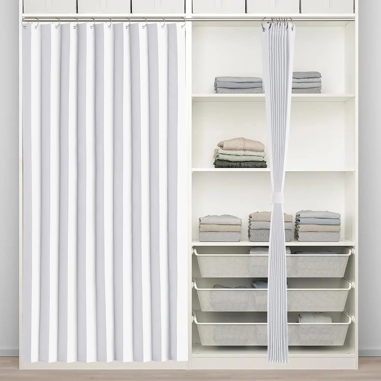 Pure White Grommet Top Pleated Folded Accordion Curtain - 50x80in Solid Single Panel, Modern Thermal Insulation, Soundproof Room Divider, Machine Washable, Tumble Dry Low, Non-Chlorine Bleach, Bedroom Window Decor