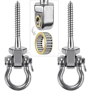 2Pcs/Set Heavy Duty Swing Hangers with Bearings,Stainless Steel Porch Swing Hardware for Patio & Playground,Quiet Swivel Hooks,Indoor/Outdoor,1500LB Capacity,Christmas Party Gifts,Tools & Hardware