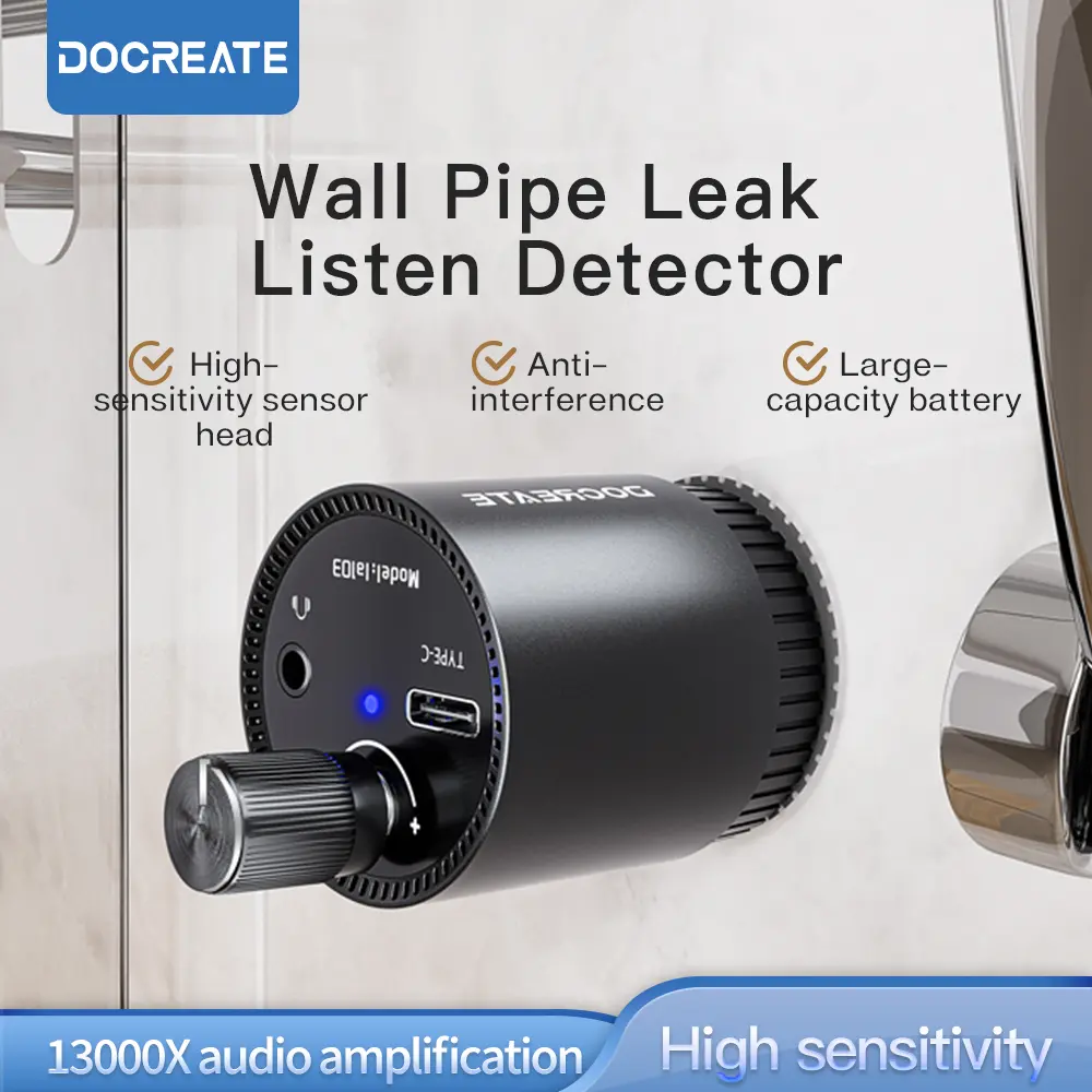 Wall Water Pipe Leak Detector, 13000X Audio Amplification Underground Pipeline Leak Listener, Home Hidden Water Pipe Leak Detector, High Sensitivity Home Water Leak Locator for Hidden Pipe Leak Detection