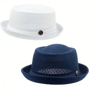 Breathable Mesh Cap - Comfortable and Stylish Hat for Everyday Wear in White and Navy Blue, Ideal for Casual Outings