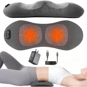 Plug-in 3 in 1 Lower Back Massager for Pain Relief Deep Tissue, Smooth Spine Back Massager with Heat & Vibration & Traction, Electric Lumbar Support Pillow for Bed Chair Office