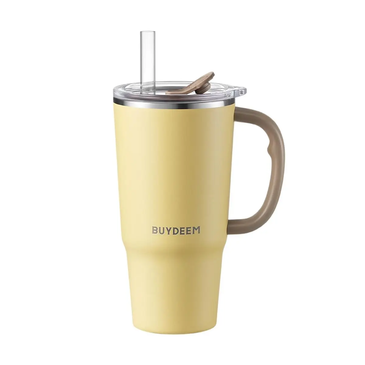 BUYDEEM 750ml Large Capacity Straw Tumbler, Insulated Water Bottle with Handle, Cute Duck Yellow, Portable Travel Mug for Adults & Kids, DS57