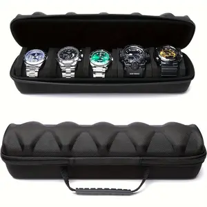 5 slots hard watch travel box, watch display storage box, large capacity hard shell storage box, suitable for most watches, Watch Storage Boxes