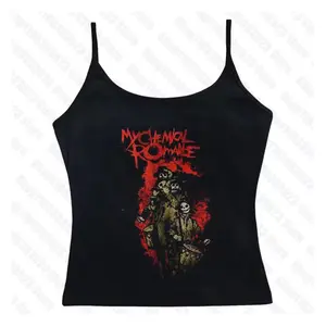 Chemical Romance Graphic Camisole Top, Emo Girls Y2k Aesthetic Punk Camis Tops, Slim Vintage S*xy Streetwear Women's Graphic Print Clothes, Fairycore Tee 90s, Woman Gothic Clothing, Downtown Star Girl, Gift For Her, Outfits