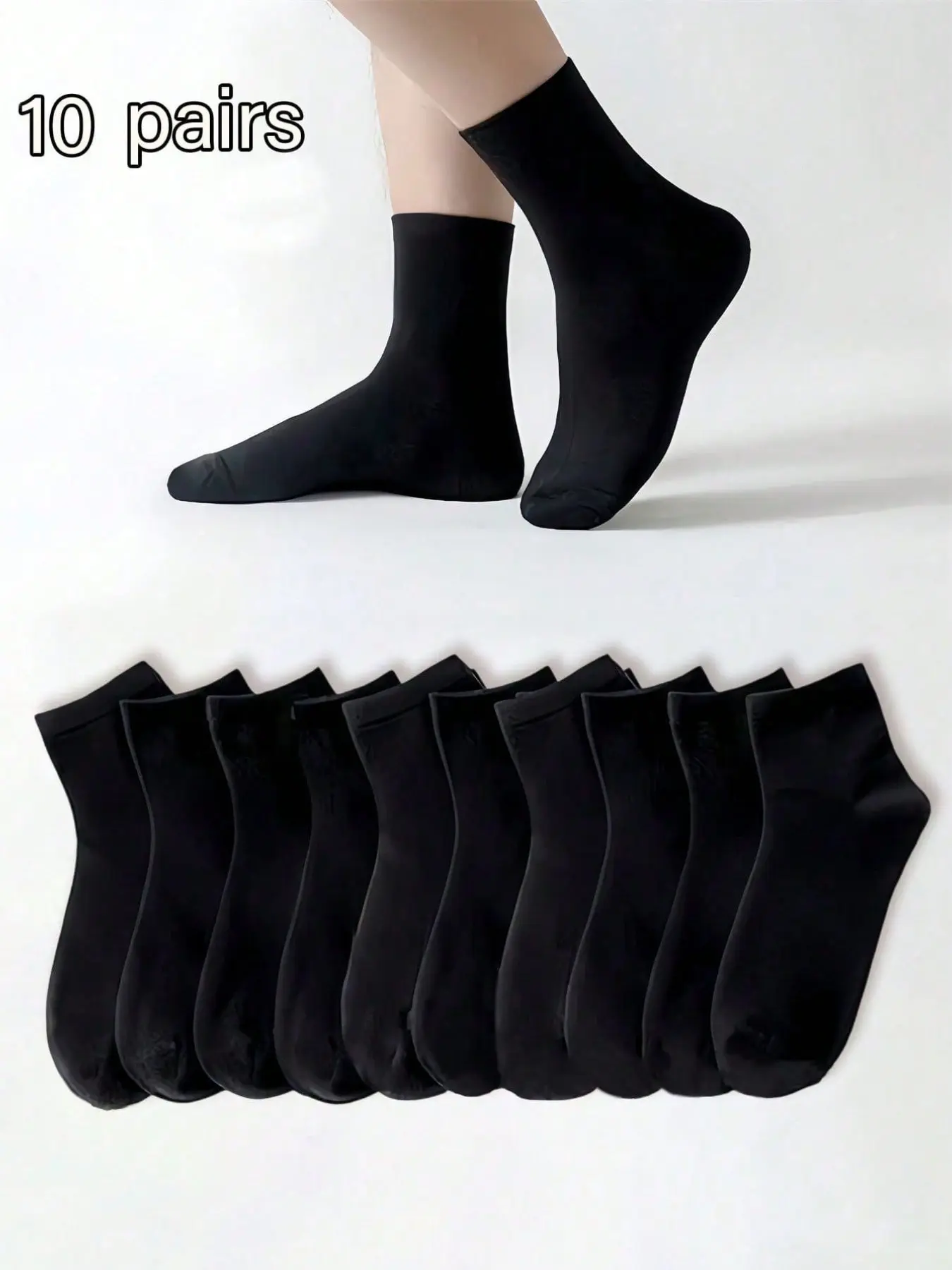 Women's Lightweight Breathable Aesthetic Ankle Socks, 5/10 Pairs, Plain Design, Soft Comfort Fit, Casual Daily Wear, All Seasons, Ankle Solid Socks