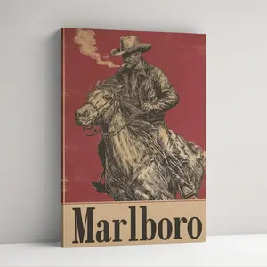 Vintage Marlboro Cowboy Poster Print, Canvas Picture, Home Decor Wall Art, Men's Room Decor, Gifts for the Bedroom, Father’s Day Gift for Home Spaces