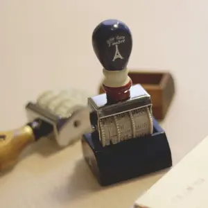 Vintage Date Stamp for Journaling, Charming Decorative Wooden Roller Stamp with Postage Stamp Effect, Handmade Diary Accessory, Unique Gift Idea