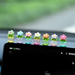 Joytutus 7-Piece Luminous Mini Flower Pot Car Interior Accessory, Cute Auto Dashboard Gadget for Women, Seven Pieces