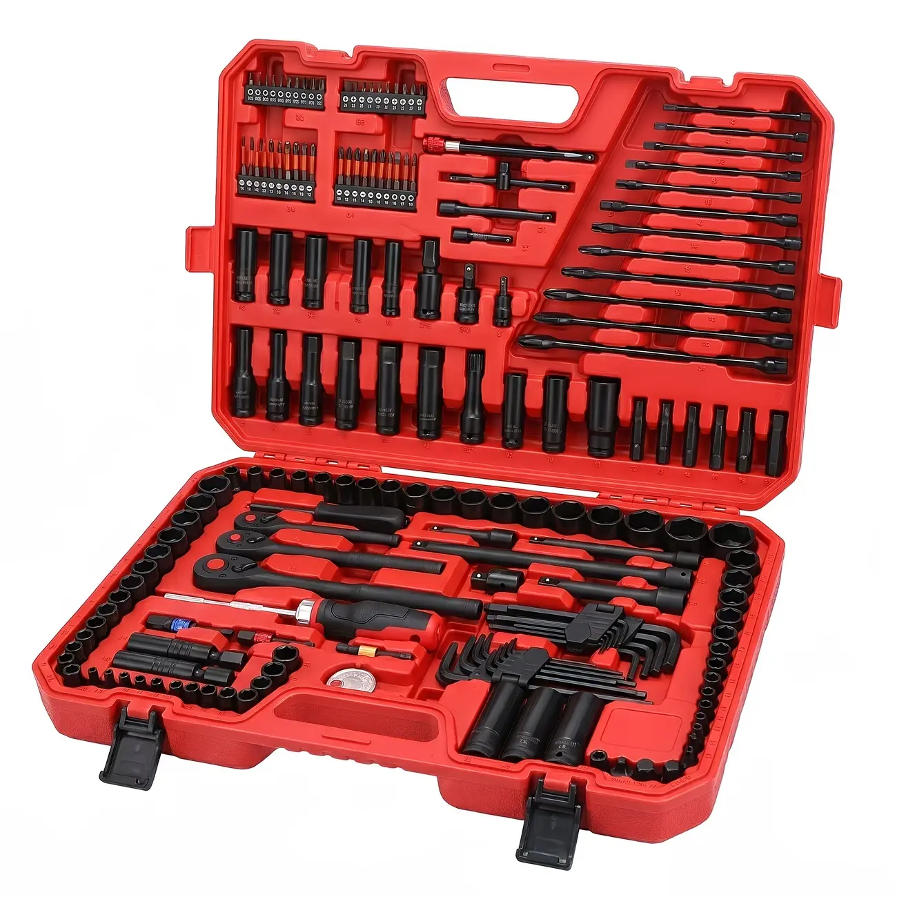 Nanwei 182-Piece Professional CR-V Steel Mechanical Tool Kit Set with 72-Tooth Ratchet, Metric/SAE Socket Wrench, Durable Storage Box for Automotive, DIY Enthusiasts Home & Industrial Use
