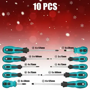 Amartisan 10-Piece Magnetic Screwdrivers Set, 5 Phillips and 5 Slotted Tips Professional Cushion Grip Screwdriver Set 2pcs Portable Multifunction Key Mini Screwdriver Industrial Grade Metal Screwdriver Set Tool