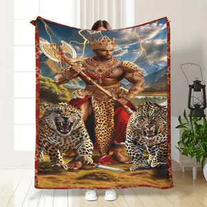 Lion & Leopard Pattern Print Blanket, 1 Count Soft Comfortable Throw Blanket, Warm Napping Blanket for Home Office Travel Outdoor Camping, Figure Print Blanket