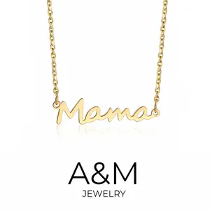 A&M Mama Necklace - 10K Gold Plated, Chunky Unique Accessory Dangle, Black Friday & Christmas Gift, Elegant Jewelry for Women Fashion Alphabet Pendant valentines gifts for gf womens gifts