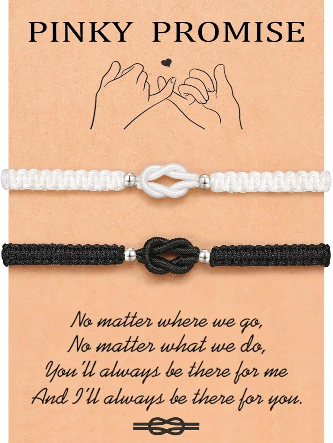 2pcs/set Pinky Promise Knot Couples Bracelets Anniversary Christmas Valentines I Love You Gifts for Boyfriend Girlfriend Women Men,summerwins