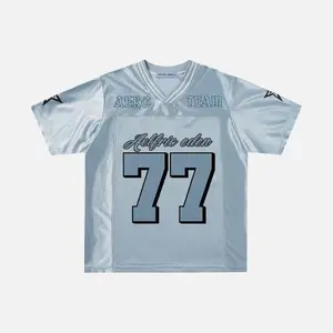 Aelfric Eden 77 Mesh Football Jersey Oversized V-Neck Fit Number Graphic Print Breathable Mesh Fabric  Unisex Streetwear Top
