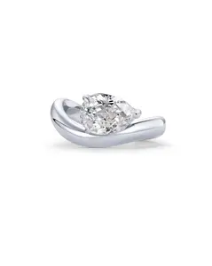 14K Gold Plated Pear Solitaire CZ Engagement Ring Wavy Band Promise Ring for Women