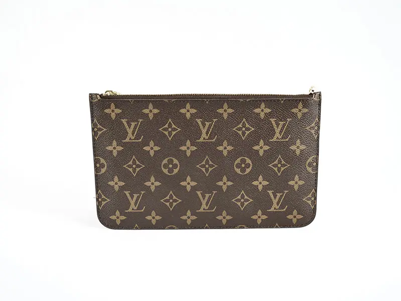 Pre-owned Louis Vuitton coated canvas Clutches & Wristlets 【senza 2U】Beige Interior Neverfull Detachable Pouch