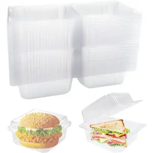 100 Count Clear Plastic Containers with Lids,Plastic Hinged Take Out Containers Clamshell Takeout Tray Food Clamshell Containers for Cake Slice, Dessert