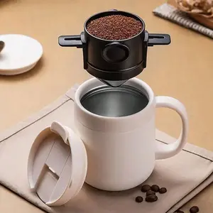Stainless Steel Coffee Filter, Paper-Free Coffee Funnel Filter, Portable & Foldable Design, Ideal for Hand-Flushed Coffee Cups