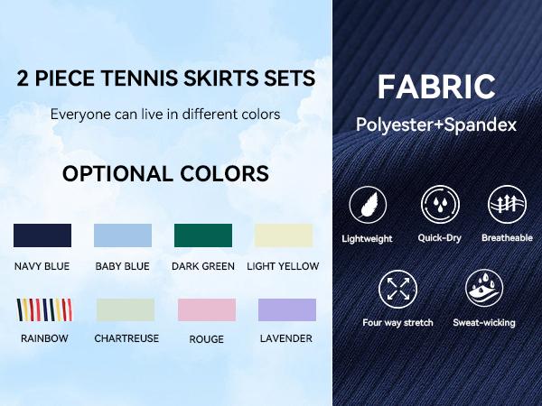 Airfree Two Piece Tennis Skirt Set Golf Outfits for Women High Waisted Tennis Short Dress with Pockets Athletic 2 Piece Sets,sohochic, TikTokShopBackToSchool