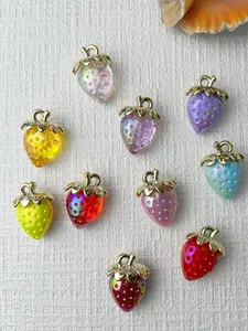10/50pcs Acrylic Strawberry Charms 23x31mm Transparent Strawberry Fruit Three-Dimensional Cute Pendant for DIY Earrings & Necklaces Jewelry Keychain Phone Charms Making Charm Accessory Diy With Charms
