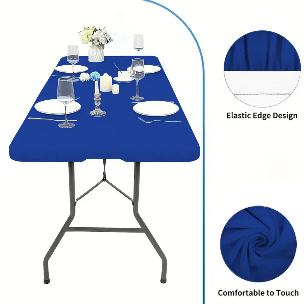 2-Pack Stretch Table Covers, 95% Polyester 5% Spandex Elastic Fitted Rectangle Tablecloths, Washable 30"x72" Tabletop Covers for Parties, Weddings