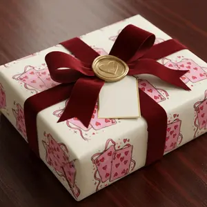 Preppy 67 Six Seven Valentine Funny Teen Pink Heart Playing Cards Wrapping Paper 90 gsm Matte or Glossy 30" x 180" Valentine Pattern Gift Wrap