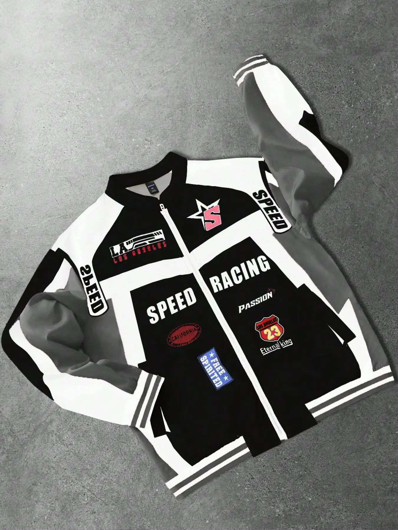 Trendy Men's Red/White/Black Racing Jacket, Full-Zip Windbreaker with Retro Motorsport Graphics, Edgy Streetwear Coat for Street Style & All-Day Daily Wear #MensStreetwearJacket #MotorsportAestheticFashion #VersatileRacingJacket