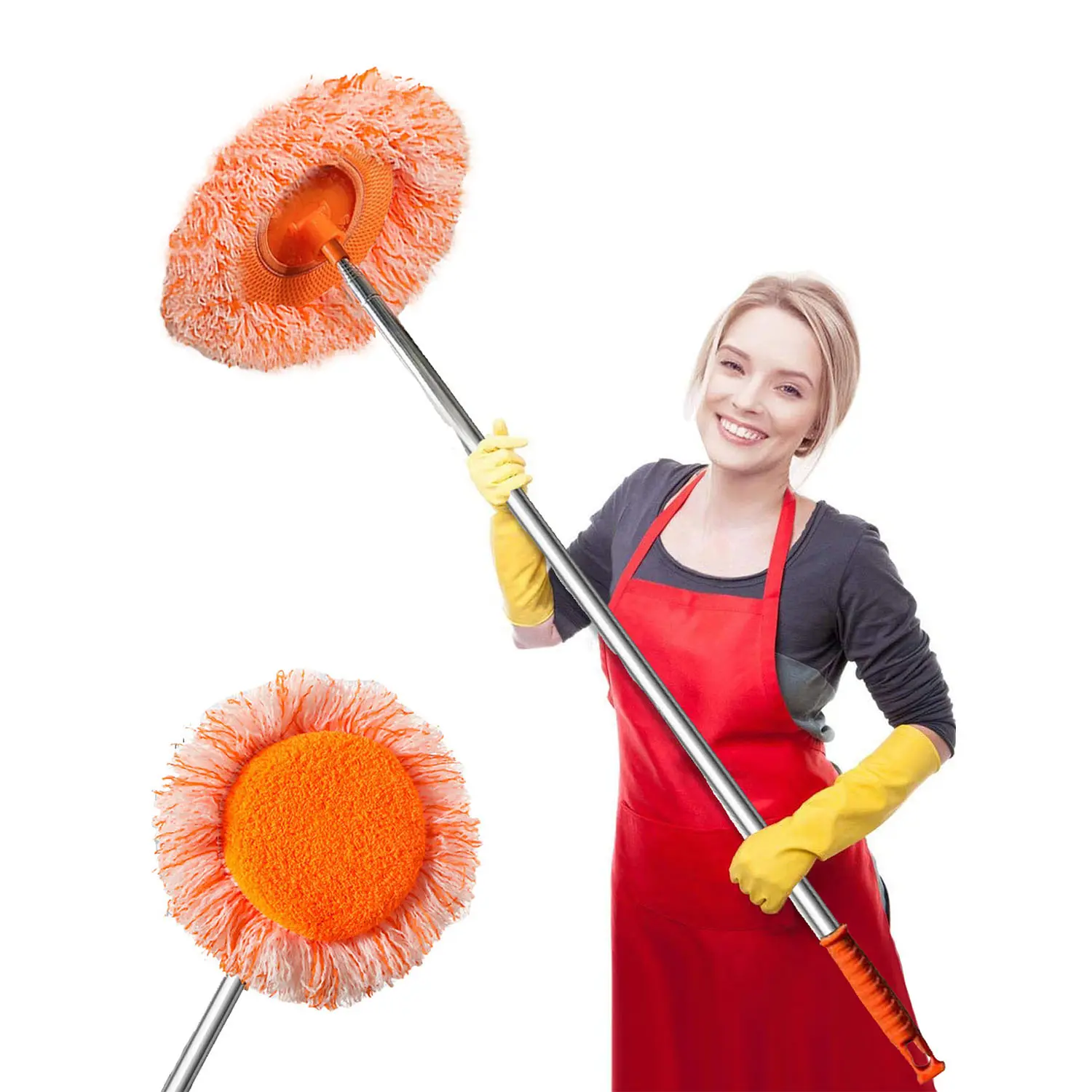 360° Rotatable Adjustable Cleaning Mop, Extendable Wall Cleaning Mop, Long Handle Microfiber Spin Mop, Easy Cleaning Spin Mop Head, Microfiber Mop Heads, Swivel Mop Handle, Wall Mops For Washing Walls, Wall Cleaner Mop