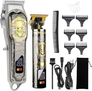 Hair Clippers for Men T-Blade Trimmer Set, Men Professional Cordless Rechargeable Barber Hair Clippers Set with LED Display (Black-LCD) Comfort Cutting Lengths Powerful Motor Springtok Battery split end trimmer barber equipment trimmers for men