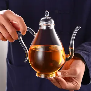 Transparent Glass Teapot Japanese Style Imitation Song Dynasty Beauty Teapot High Borosilicate High Temperature Resistant for Green Tea & Flower Tea Brewing pot