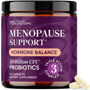 SM Nutrition Menopause Support with Prebiotics and Probiotics for Women | Hormone Balance, Hot Flashes & Night Sweats | 50 Billion CFU, DIM & Black Cohosh | Triple Action Menopause Supplements for Women | 30 Ct
