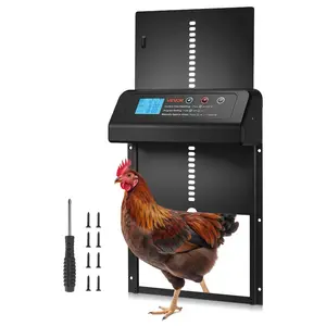 VEVOR Automatic Chicken Coop Door, Battery Powered Chicken Coop Door with Timer Manual Setting, Anti-Pinch Security, Durable Aluminum Alloy, Auto Chick Run Gate Opener with Waterproof Sealing, Black