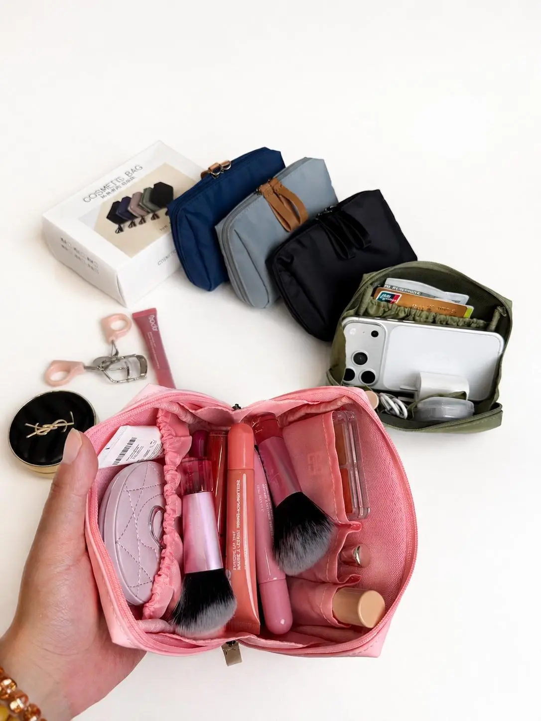 Lipstick Makeup Bag, Mini Small, Compartmentalized, Portable, Women's Organizer, Bag Insert, Compact Storage  Portable Travel Wash Bag, Cosmetic Organizer Bag，mini makeup bag.