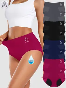 Women's Period Underwear Leak-Proof Comfort Briefs High Waisted Womenswear Light Leaks Period Panties Soft Comfy Breathable Postpartum Protective Reusable Knickers Mesh Fabric