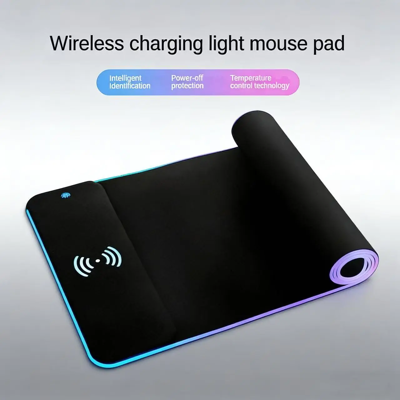 RGB Lights Wireless Fast Charging Rectangular Gaming Mouse Pad - Non-Slip Base, Smooth Surface, Multiple Modes, Large LED Desk Mat for Gamers, PC Gaming, Office Use, iPhone & Android Smart Devices