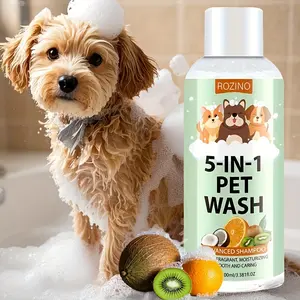 ROZINO 5-in-1 Advanced Pet Shampoo| Tea Tree & Mint Formula for Deep Cleaning| Coconut Oil Moisturizes Coat| Citrus Scent Leaves Fur Fresh & Fragrant