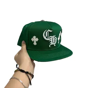 Green Trucker Hat Embroidered Cross Patch Mesh Snapback Cap Adjustable Y2K Streetwear Baseball Hat