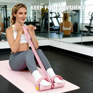 6-Tube Heavy-Duty Elastic Pull Rope with Handles & Foot Pedals, Durable Multi-Purpose Stretching Cord for Indoor Home Use, Workout Accessories, Yoga Stretching Rope, Home Workout Equipment tiktokshopspringglowup,summervibes