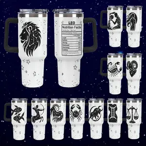 Constellation Pattern Tumbler 40oz/1100ml Portable Stainless Steel Double Wall Vacuum Insulated Tumbler, Vacuum Insulated Flask, Zodiac Gifts for Women and Men, Drinkware, Mother's Day Gifts, Tumbler with Handle outdoorfun