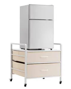 VEVOR Mini Fridge Stand with Storage 176 lbs White Mini Fridge Table 2 Drawers